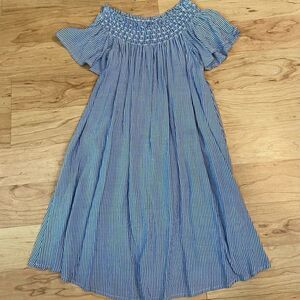 Cooperative Urban Outfitters off the shoulder blue and white stripe dress